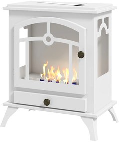 Lareira de Bioetanol com Depósito de 1,2 L e Extinguidor de Aço Inoxidável Tempo de Combustão 3H 45x28x54 cm Branco