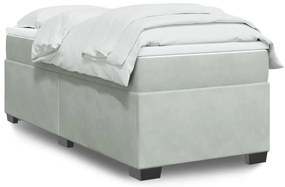 Cama com molas/colchão 90x200 cm veludo cinza-claro