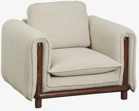 Pack De 2 Poltronas Com Apoios De Braços Em Bouclé E Madeira De Borracha Pablian Bouclé Bege - Sklum