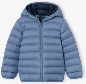 Blusão acolchoado leve com capuz, para menino azul-acinzentado
