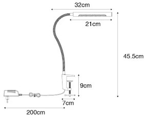 Candeeiro de mesa tipo braçadeira em latão incluindo LED com dimmer de toque - Lionard Moderno