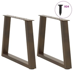 Mesa de jantar pernas 2 pcs forma V 70x(42-43,3) cm aço natural