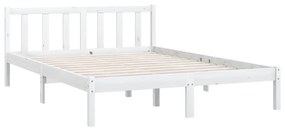 Estrutura de cama casal 135x190 cm pinho maciço branco