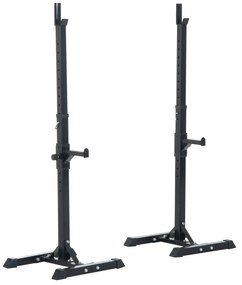 HOMCOM Suporte de Barra de Pesos Prateleira Ajustável de 12 Camadas Barra Levantamento de Pesos Academia Máx. 150 kg Aço 52x48x108-163 cm Preto