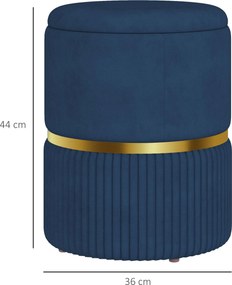 Puff Redondo com Arrumação – Bergen – Ø36x44 cm – Azul Escuro