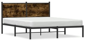 Estrutura de cama com cabeceira 140x190cm metal carvalho fumado