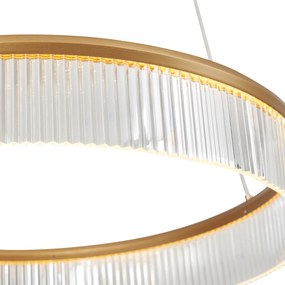 Candeeiro suspenso moderno latão 59cm incl. LED regulável em 3 níveis - Anello Chandelier Moderno