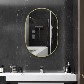 Espelho Casa de Banho 60x90 cm Espelho Decorativo de Parede com Estrutura de Alumínio Horizontal ou Vertical Dourado