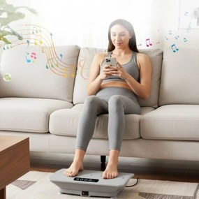 Plataforma vibratória com sensor de gravidade, 10 intensidades ajustáveis, comando à distância Bluetooth, máquina de treino para uso doméstico, cinzen