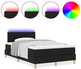 Cama Box com Colchão e LED Preto 120x200 cm Tecido