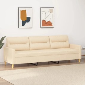 vidaXL Sofá de 3 lugares tecido 210 cm cor creme