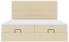 Estrutura de cama otomana com colchões tecido creme 200x200cm