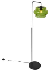 Candeeiro de pé retro preto com vidro verde - Denise Retro