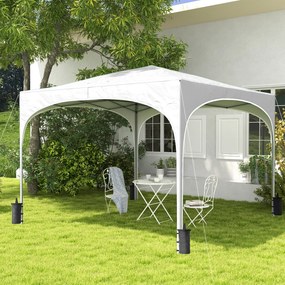 Tenda Dobrável 3x3 cm Tenda de Jardim com Altura Ajustável Bolsa de Transporte Tecido Anti-UV e Sacos de Areia Branco