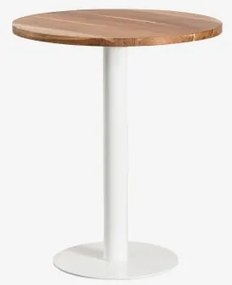 Mesa De Bar Redonda Em Madeira De Acácia Xiren Ø70 Cm & Madeira De Acácia - Branco - Sklum