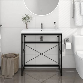 Estrutura p/ lavatório casa de banho ferro 79x38x83 cm preto