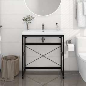 vidaXL Estrutura p/ lavatório casa de banho ferro 79x38x83 cm preto