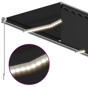 Toldo retrátil manual com estore e luzes LED 4x3 m antracite