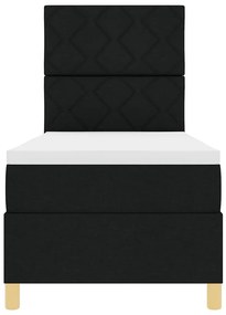 Cama Box Spring com Colchão &amp; LED Preto 80x200 cm Tecido
