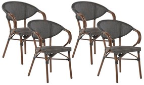 Conjunto de 4 cadeiras de jardim em cinzento e castanho escuro CASPRI Beliani