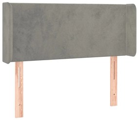 Cabeceira de cama c/ luzes LED veludo 83x16x78/88cm cinza-claro