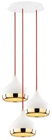Chandelier Yildo – Branco, Vermelho, Dourado – Diâmetro: 37 cm, Altura