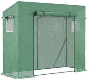Outsunny Estufa de Jardim Anti UV 2 Janelas com Tela Mosquiteira Barras de Reforço 200x77x169 cm Aço PP Verde | Aosom Portugal