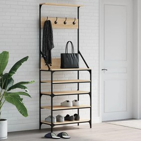 vidaXL Bengaleiro c/ arrumação calçado 70x34x184 cm carvalho sonoma