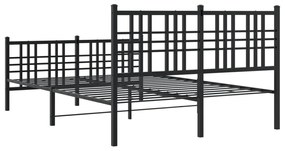 Estrutura de cama com cabeceira e pés 120x200 cm metal preto