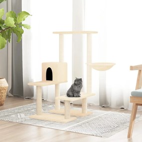 vidaXL Árvore para gatos c/ postes arranhadores sisal 94,5cm cor creme