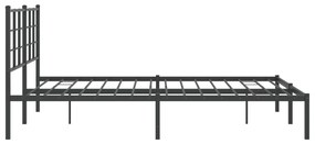 Estrutura de cama em metal com cabeceira 150x200 cm preto