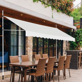 Toldo telescópico e retrátil 400 cm resistente aos raios UV impermeável com manivela altura regulável para janela varanda jardim Bege