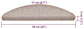 Tapetes de escada 20 pcs 56x17x3 cm castanho-claro