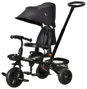 Triciclo Infantil 4 em 1 Bicicleta para Crianças 1-5 Anos com Assento Giratório Capô Ajustável Guidão de Empurre e Apoio para os Pés Dobrável 111,5x52