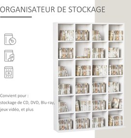 Móvel multimédia com capacidade para 456 CDs/336 DVDs - estante de madeira com prateleiras ajustáveis, 89 x 130,5 cm, branco
