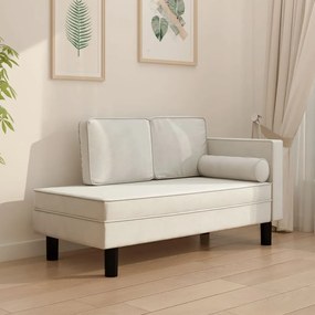 vidaXL Chaise longue com almofadões e rolo veludo cor creme
