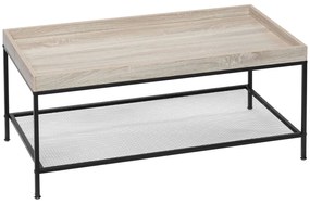 HOMCOM Mesa de Centro com Prateleira de Armazenamento e Estrutura de Metal Estilo Industrial 100x50x46,5cm Madeira