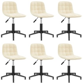vidaXL Cadeiras de jantar giratórias 6 pcs veludo cor creme