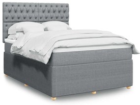 vidaXL Cama com molas/colchão 160x200 cm tecido cinzento-claro