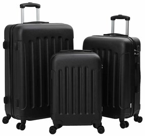 vidaXL Mala com bloqueio 3 pcs Preto 50 x 31 x 78 cm Plástico ABS