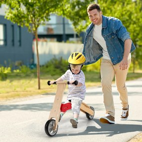 Bicicleta sem pedais conversível infantil 2 em 1 Assento amovível com barras de apoio antiderrapante Rodas EVA Baixo Ruído 96 x 38 x 58 cm Vermelho