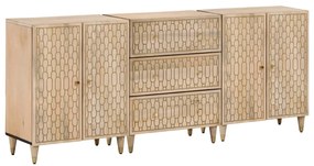 vidaXL Móveis de apoio 3 pcs 60x33x75 cm madeira de mangueira maciça