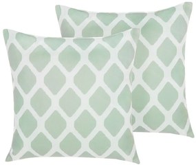 Conjunto de 2 almofadas de jardim em poliéster verde menta e branco 40 x 40 cm KALAMOS Beliani