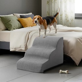 Escada para cães, 3 degraus 57 x 40 x 40 cm – Escada para animais de estimação, tecido waffle cinza ardósia