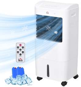 HOMCOM Climatizador Refrigerador de Ar Portátil 3 em 1 com 3 Velocidades Controlo Remoto Temporizador 7,5h Ecrã LED 37x32x78cm Branco | Aosom Portugal