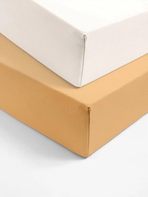 Lote de 2 lençóis-capa em jersey extensível, para bebé mostarda