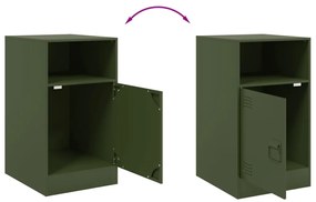 Mesas de cabeceira 2 pcs 34,5x39x62 cm aço verde azeitona