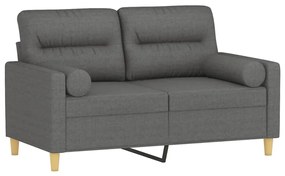 Sofá 2 lugares +almofadas decorativas 120cm tecido cinza-escuro