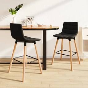 vidaXL Bancos de bar 2 pcs tecido preto
