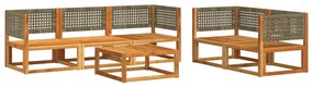 6 pcs conjunto de sofás de jardim com almofadões acácia maciça